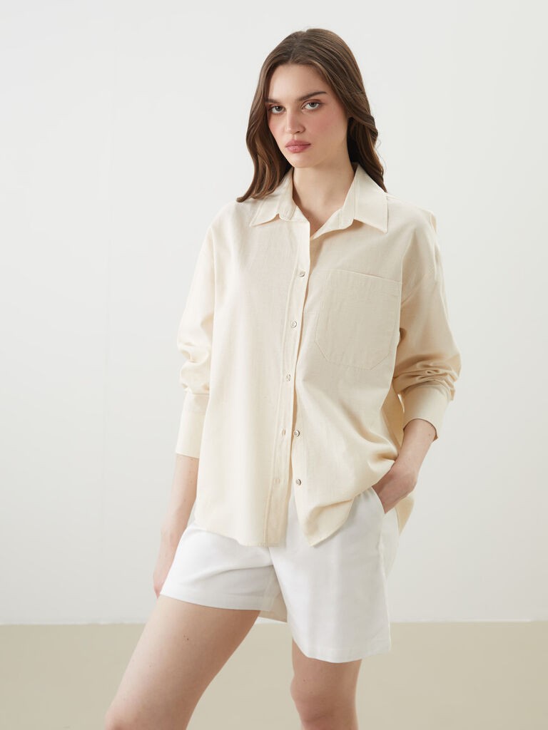 LC Waikiki Ženska košulja, S5DG07Z8-YYL, Regular, Krem