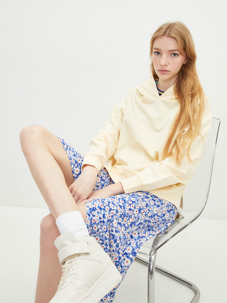 LC Waikiki Ženski duks, S29614Z8-FQ8, Dugi rukav, Sa kapuljačom, Žuti