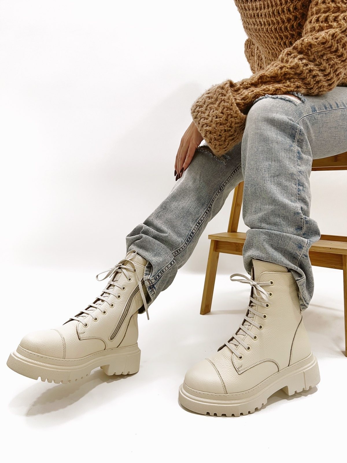 HOP HOP SHOP Kožne gležnjače E724, Bež