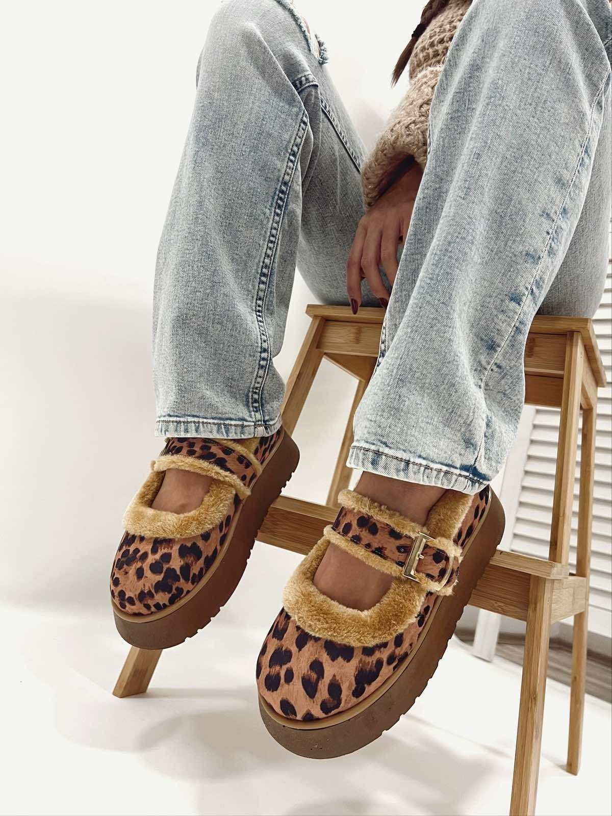 HOP HOP SHOP Ženske cipele E723 sa kaišem, Puder roze, Leopard