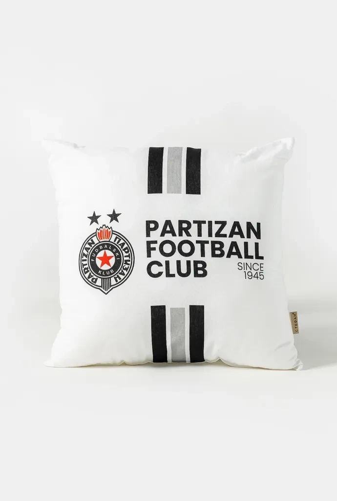 Stefan Ukrasni jastuk Partizan, 40x40 cm, Crno-beli