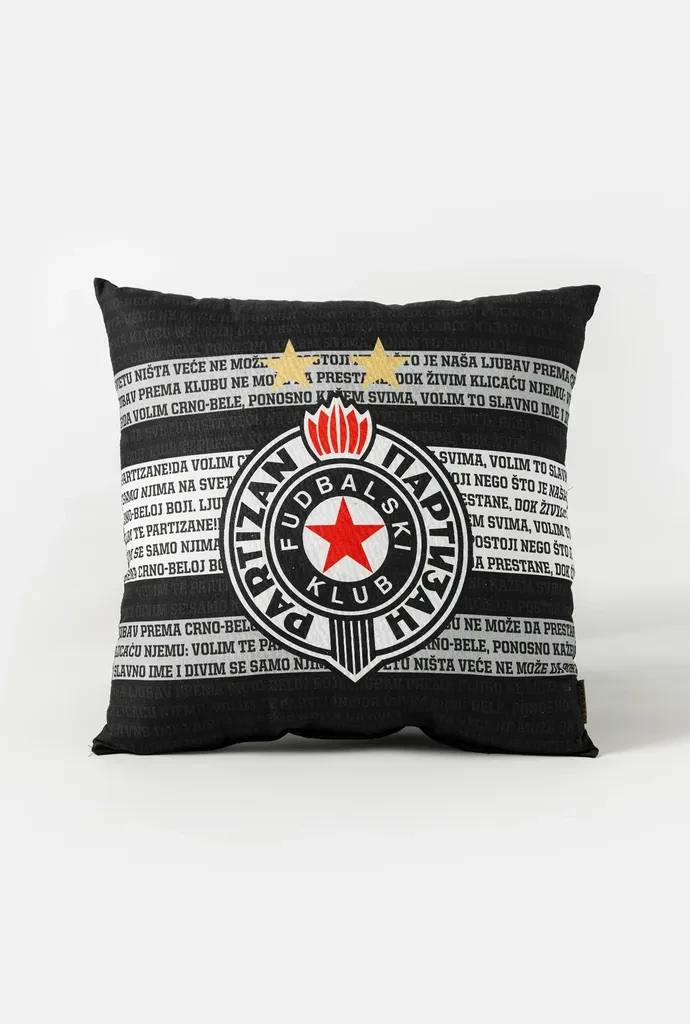 Stefan Ukrasni jastuk Partizan, 40x40 cm, Crno-beli