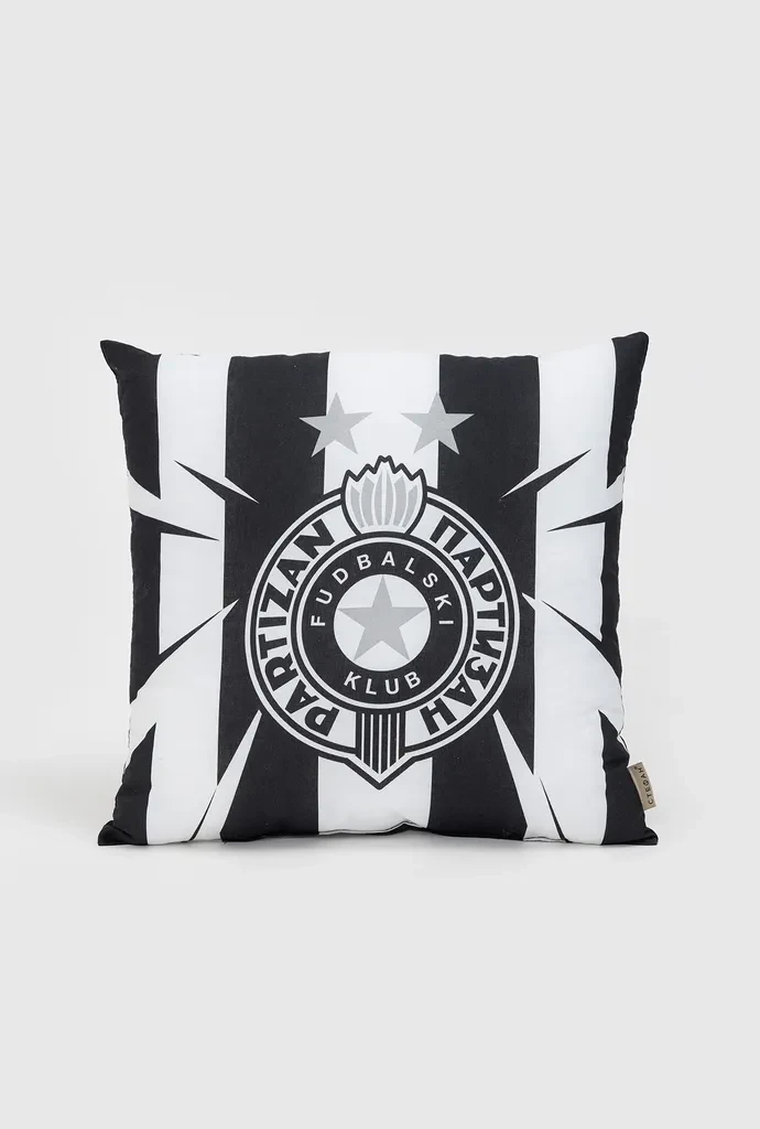 Stefan Ukrasni jastuk Partizan, 40x40 cm, Crno-beli