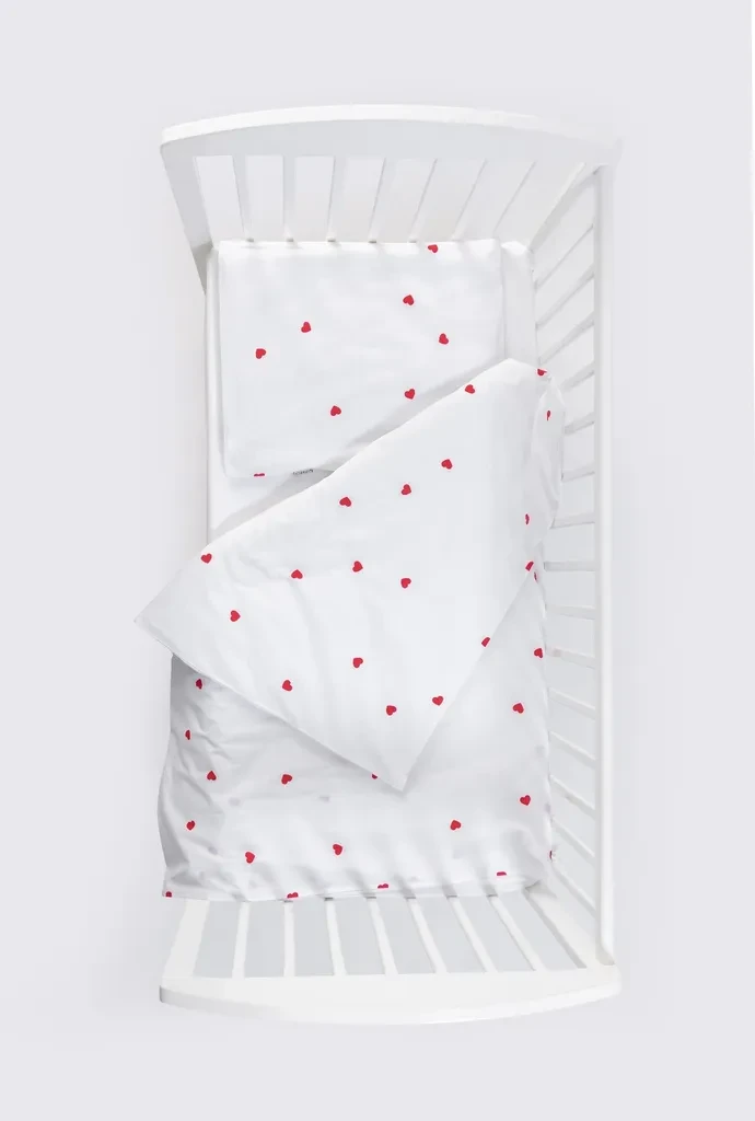 Stefan Posteljina za bebe Srce, Belo-crvena