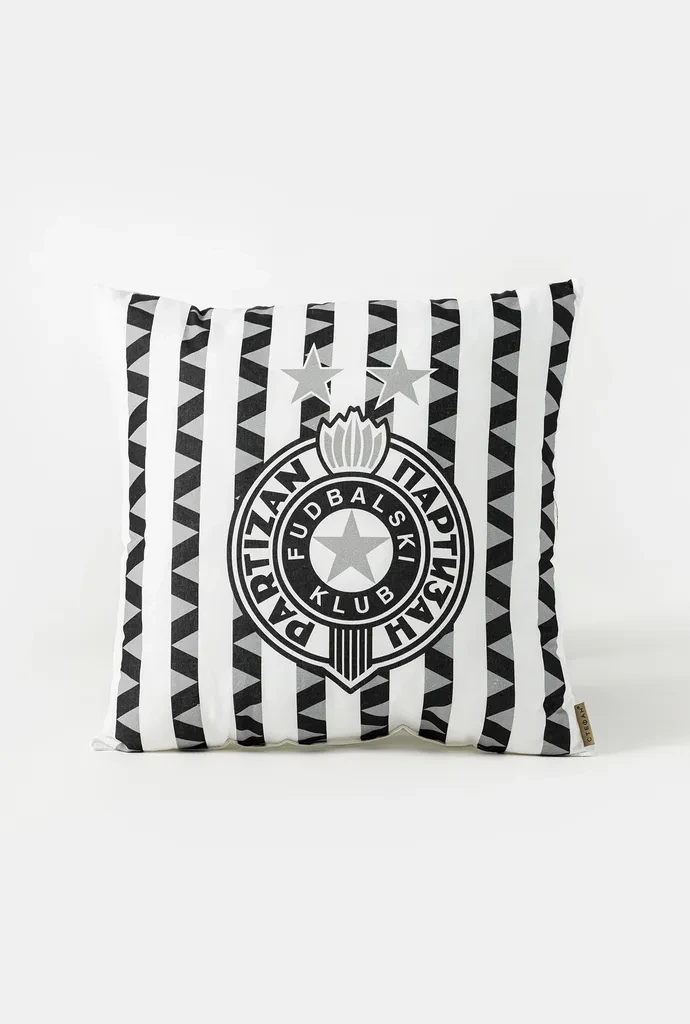 Stefan Ukrasni jastuk Partizan, 40x40 cm, Crno-beli