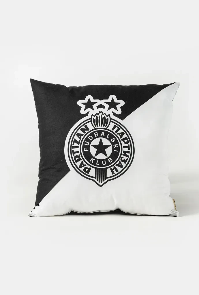 Stefan Ukrasni jastuk Partizan, 40x40 cm, Crno-beli