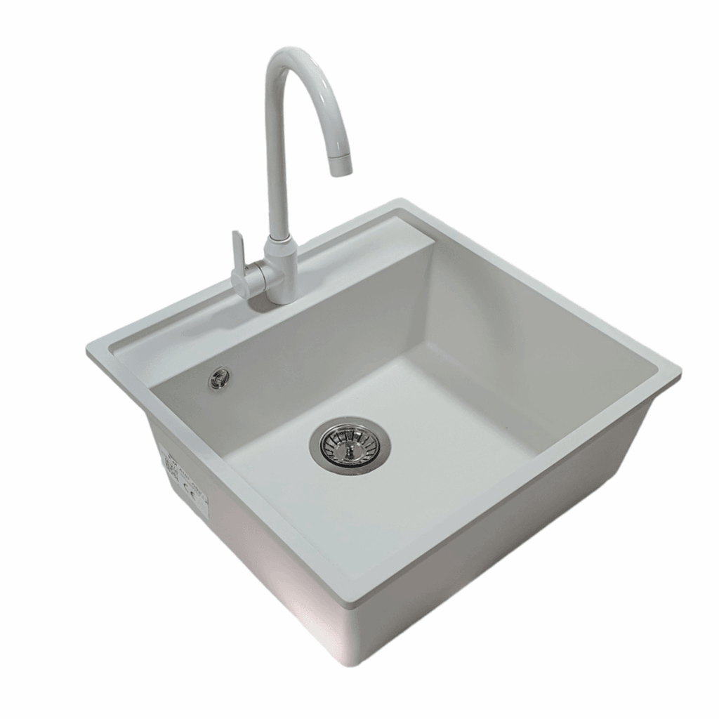 Sudopera sa slavinom Selena, White Swan, Granit, Bela