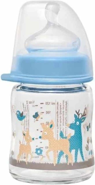 Nip Staklena flašica sa širokim otvorom, 120ml, 0m+, Plava