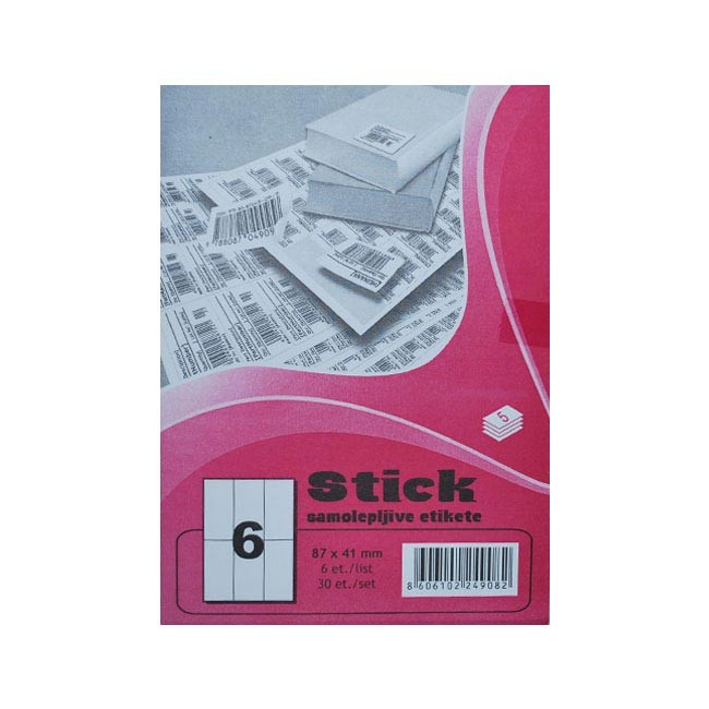 Samolepljive etikete br.06, 87x41mm, 5 listova
