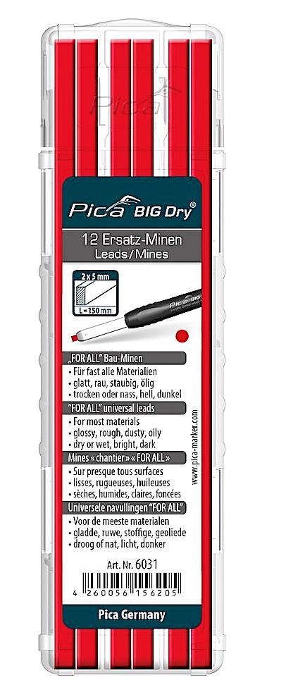 Pica Set Mina za olovku BIG Dry, 12 komada, Crvene