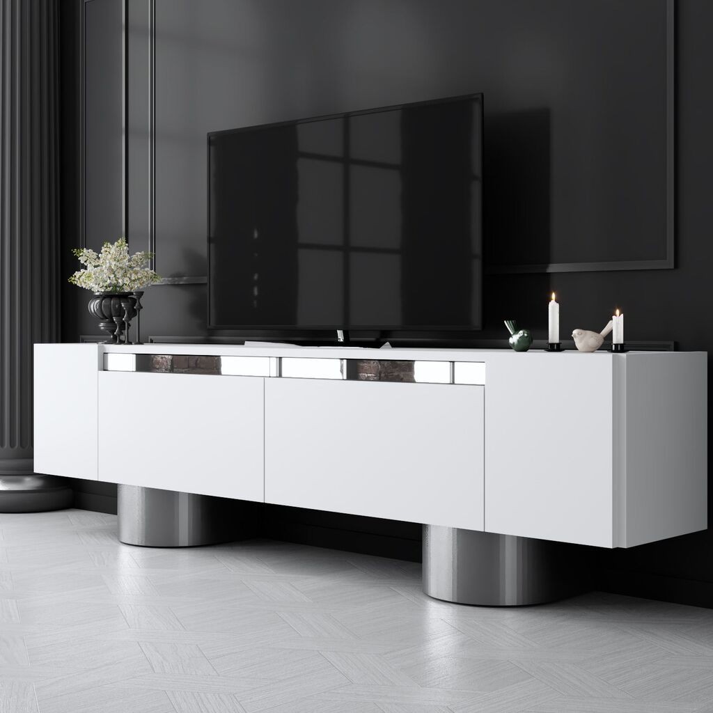 Hanah Home TV Komoda Bohem, 180x50x30 cm, Belo-Srebrne boje