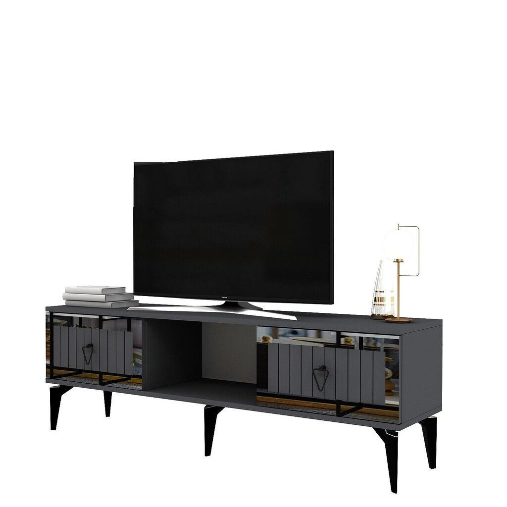 Hanah Home TV Komoda Linda, 150x44,6x29,6 cm, Antracit-Srebrne boje