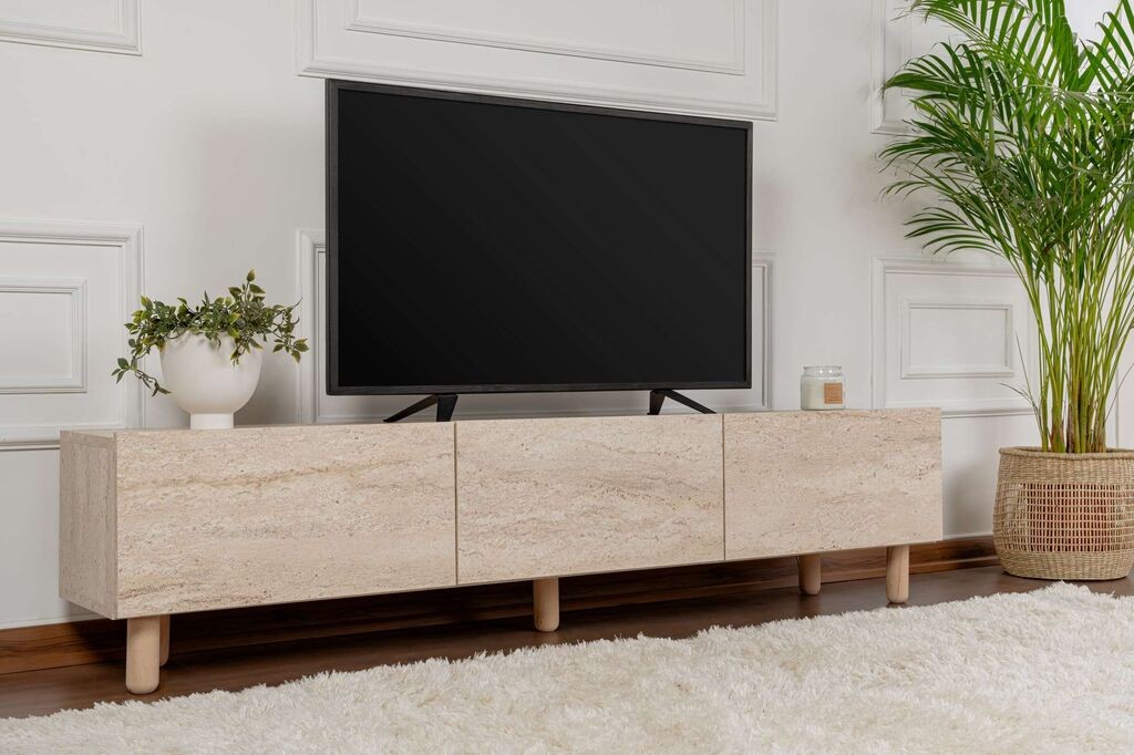 Hanah Home TV Komoda Alvin, 180x42x31,4 cm, Siva