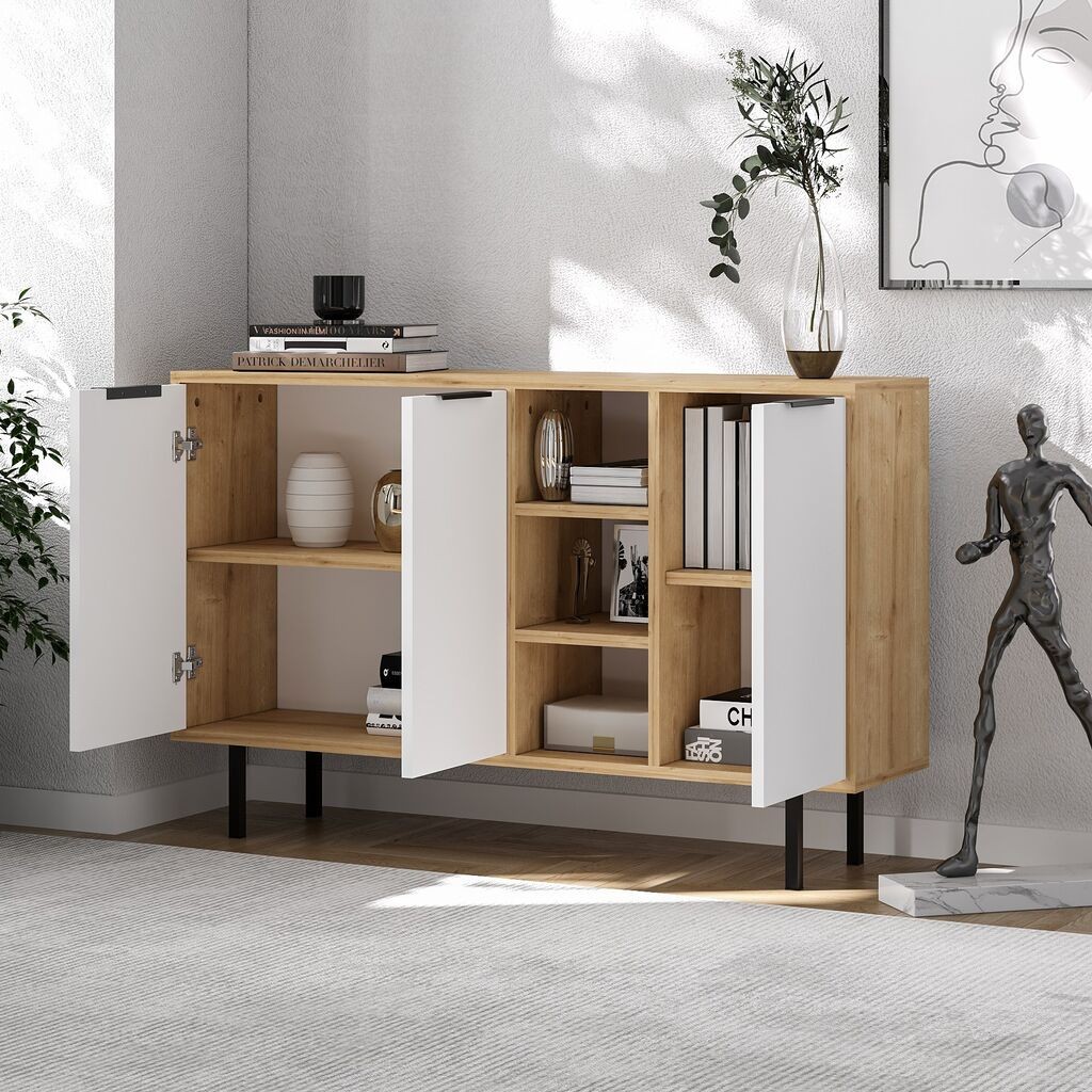 Hanah Home Konzola Viyana, 120x75x29,6  cm, Bela-hrast