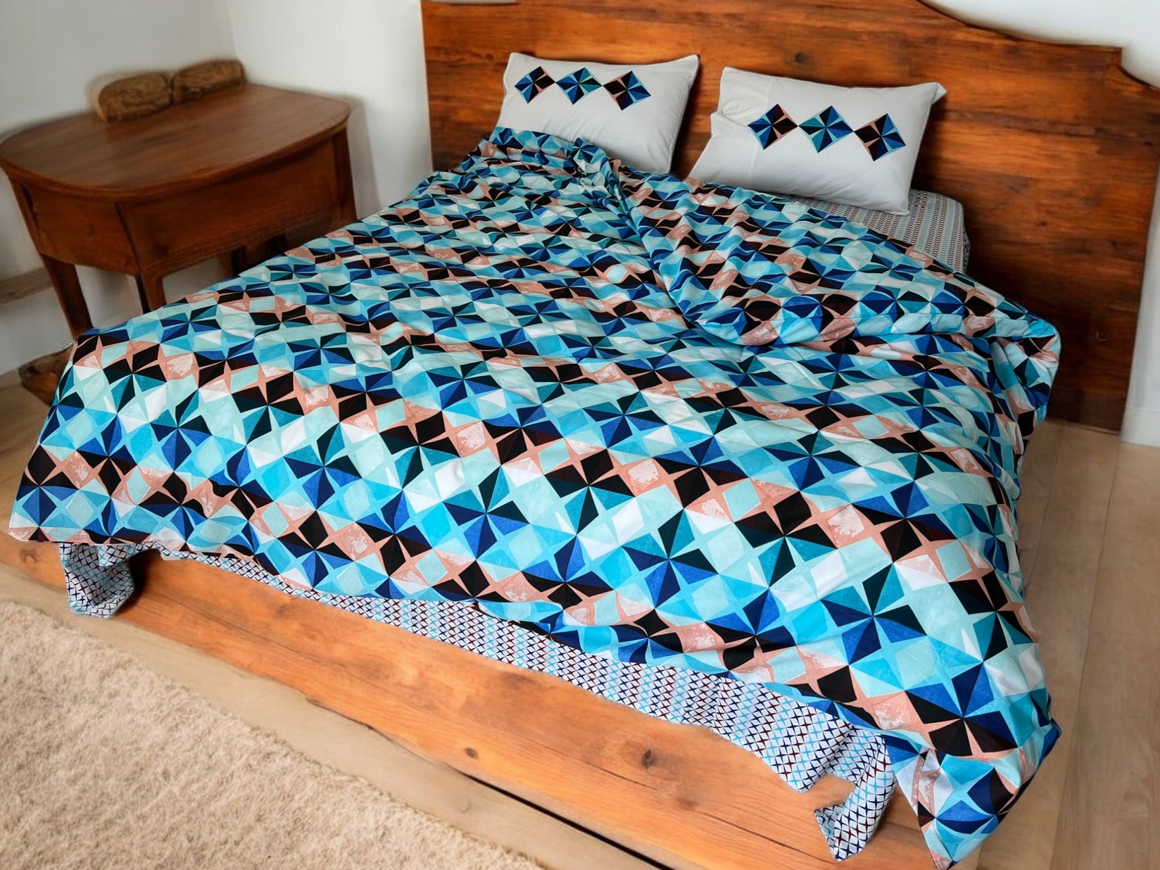 Posteljina za francuski ležaj D10, 160x220cm, Plava