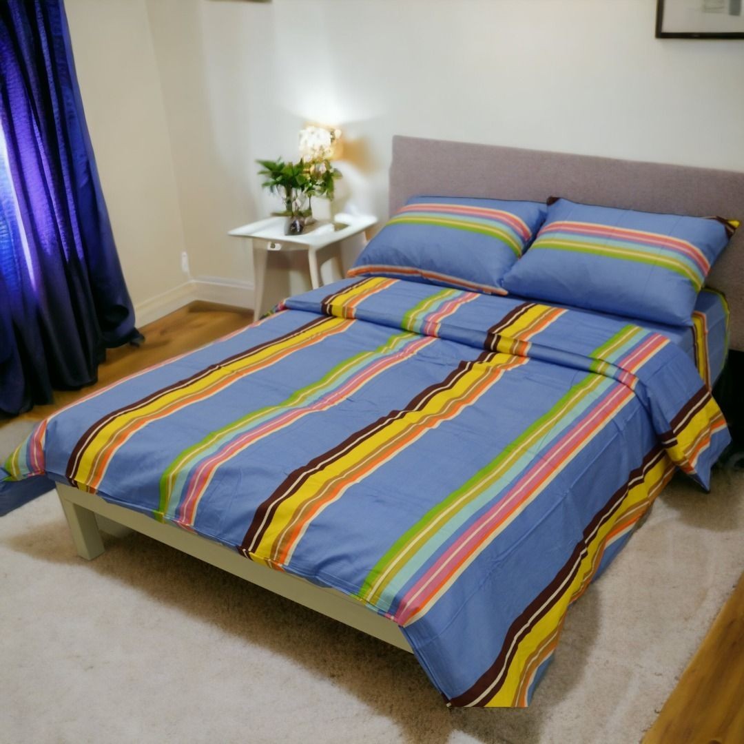 Posteljina za francuski ležaj Damast Dalia D9, Plava