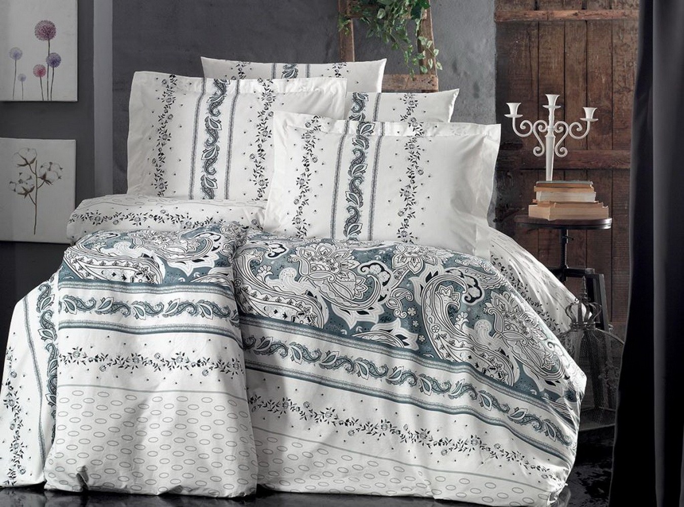 Posteljina za francuski ležaj Vogue Betty, 200×220cm, Bela