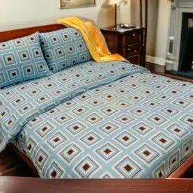 Posteljina za francuski ležaj Damast Dalia D5, Plava