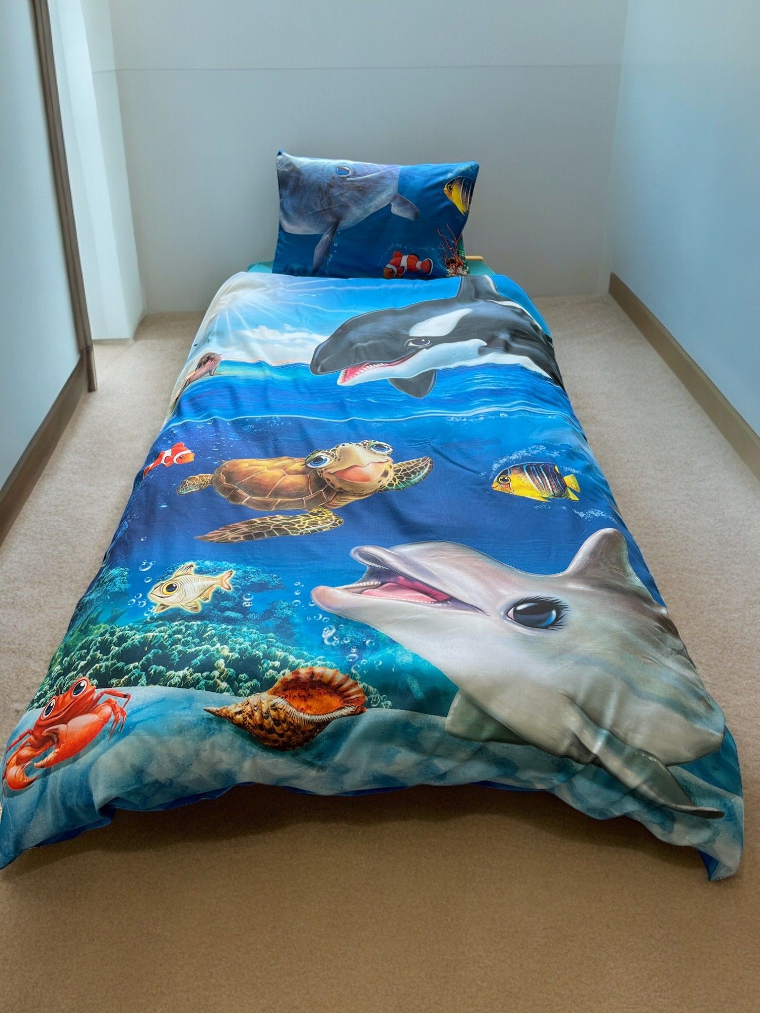 Posteljina za single krevet Morski svet 160x210cm, Šarena