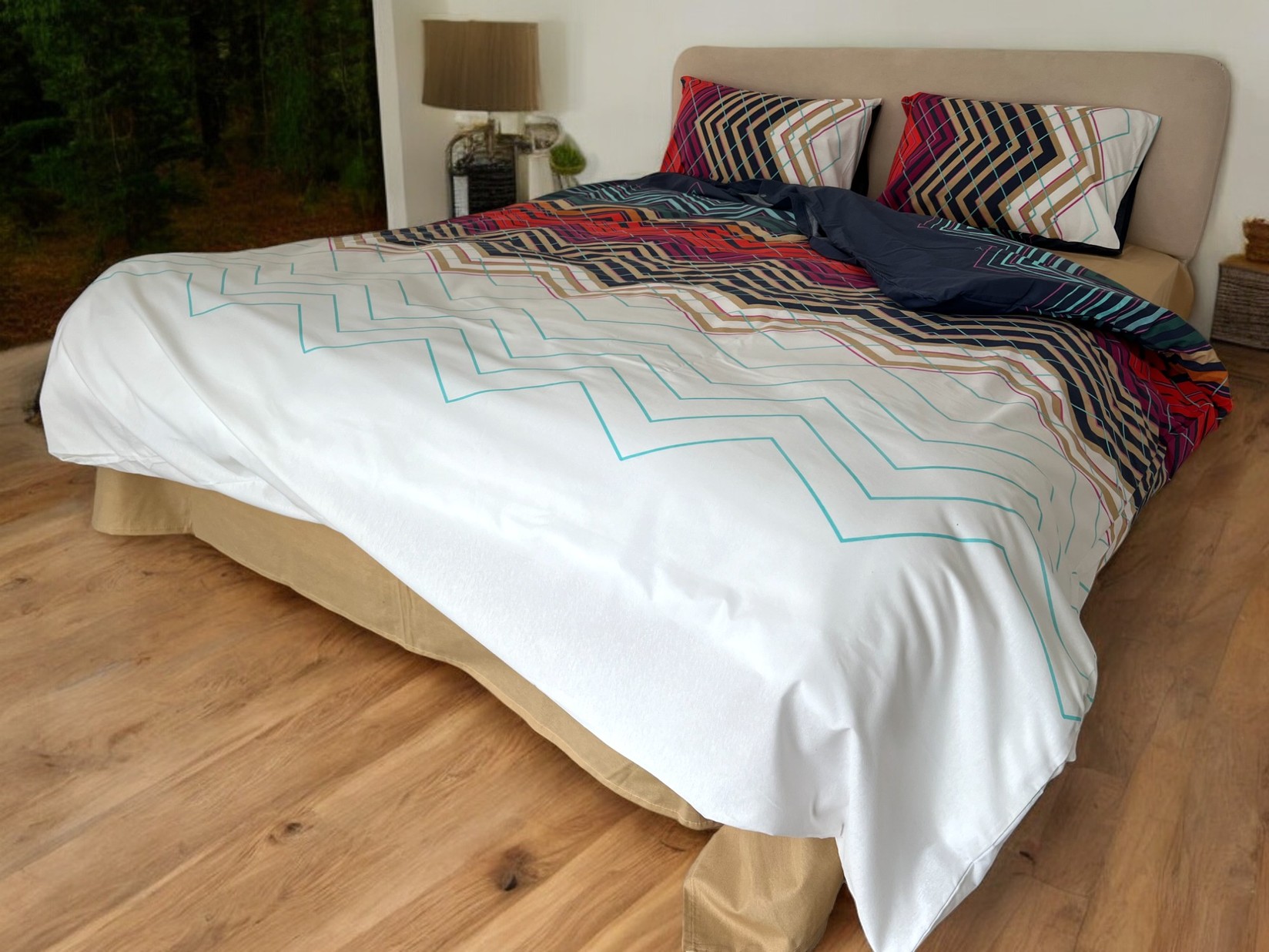 Posteljina za francuski ležaj D3, 200x220cm, Šarena