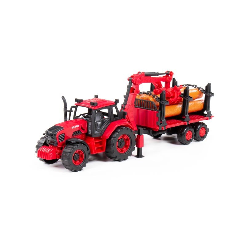 POLESIE Igračka Traktor za drva Belarus, Sa mehaničkom rukom, Crveni