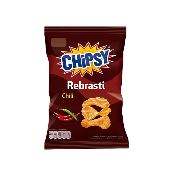 CHIPSY Čips Rebrasti Chili, 60g