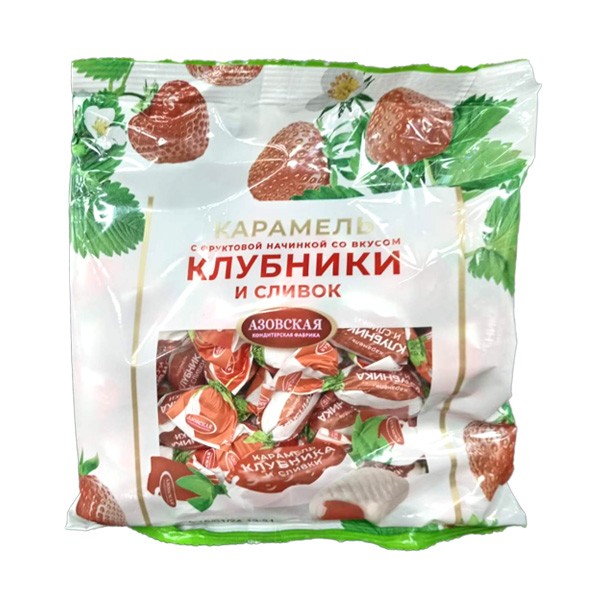 AZOV Tvrde punjene bombone, Ukus pavlaka i jagoda, 250 g