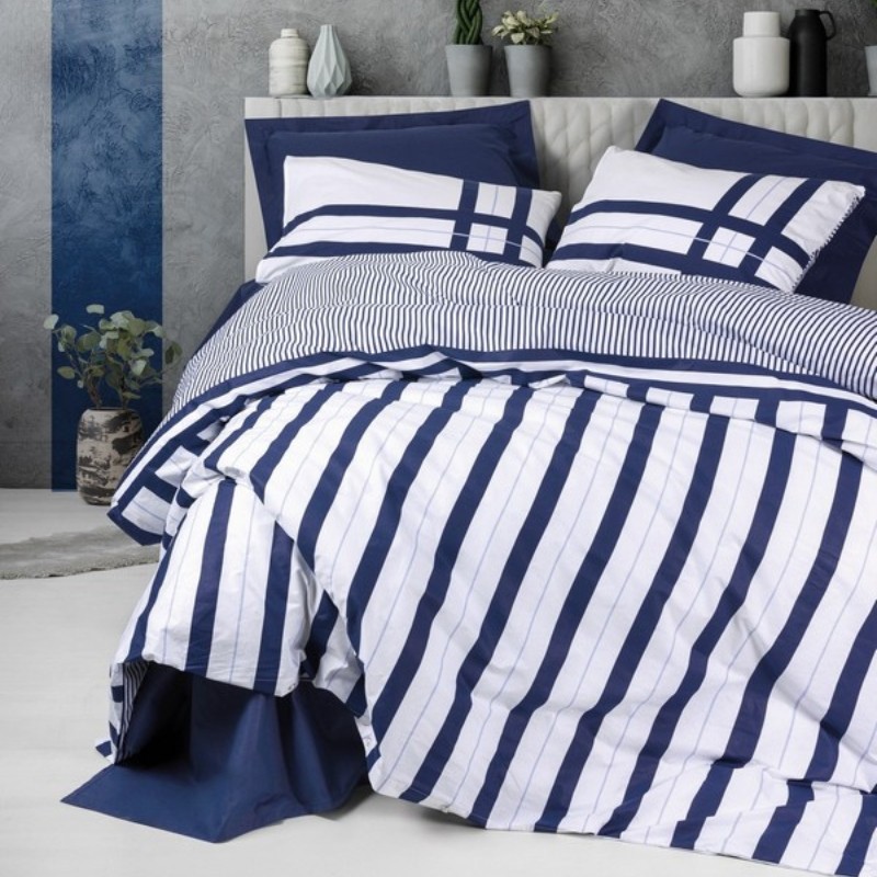 COTTON BOX Set posteljine Nobil Nifty, Double, 220x240 cm, Belo-teget