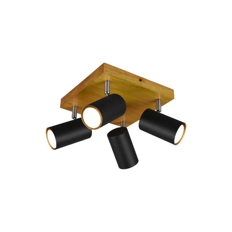 TRIO LIGHTING Spot lampa Marley 812400432, 4 x GU10, 22 x 22 cm, Mat crno - bež