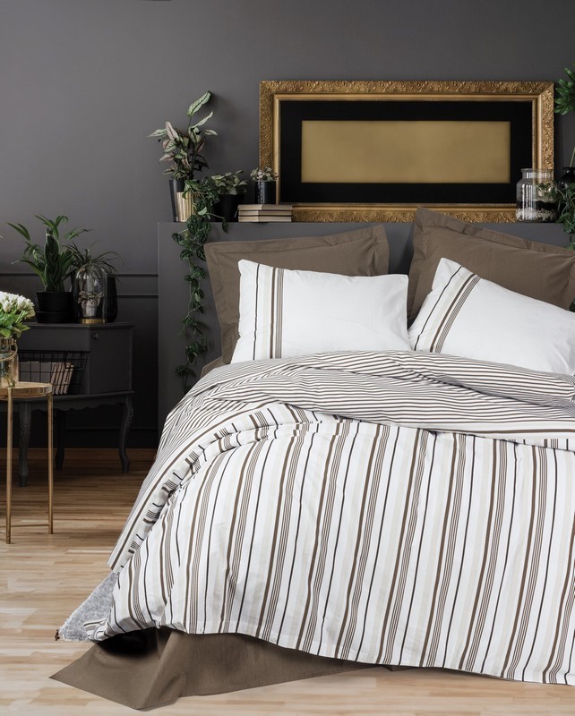 COTTON BOX Set posteljine Nobil Swell, Double, 220x240 cm, Belo-braon