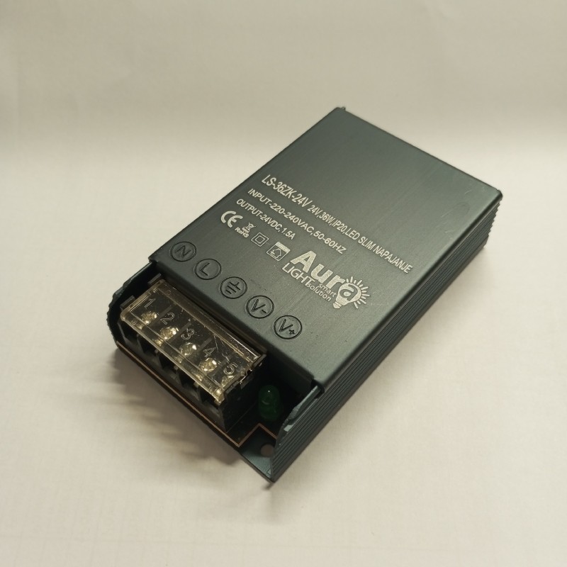 AURA-LIGHT Napajanje za LED trake IP20 LS-36ZK-24V, 36W, 24V, Antracit