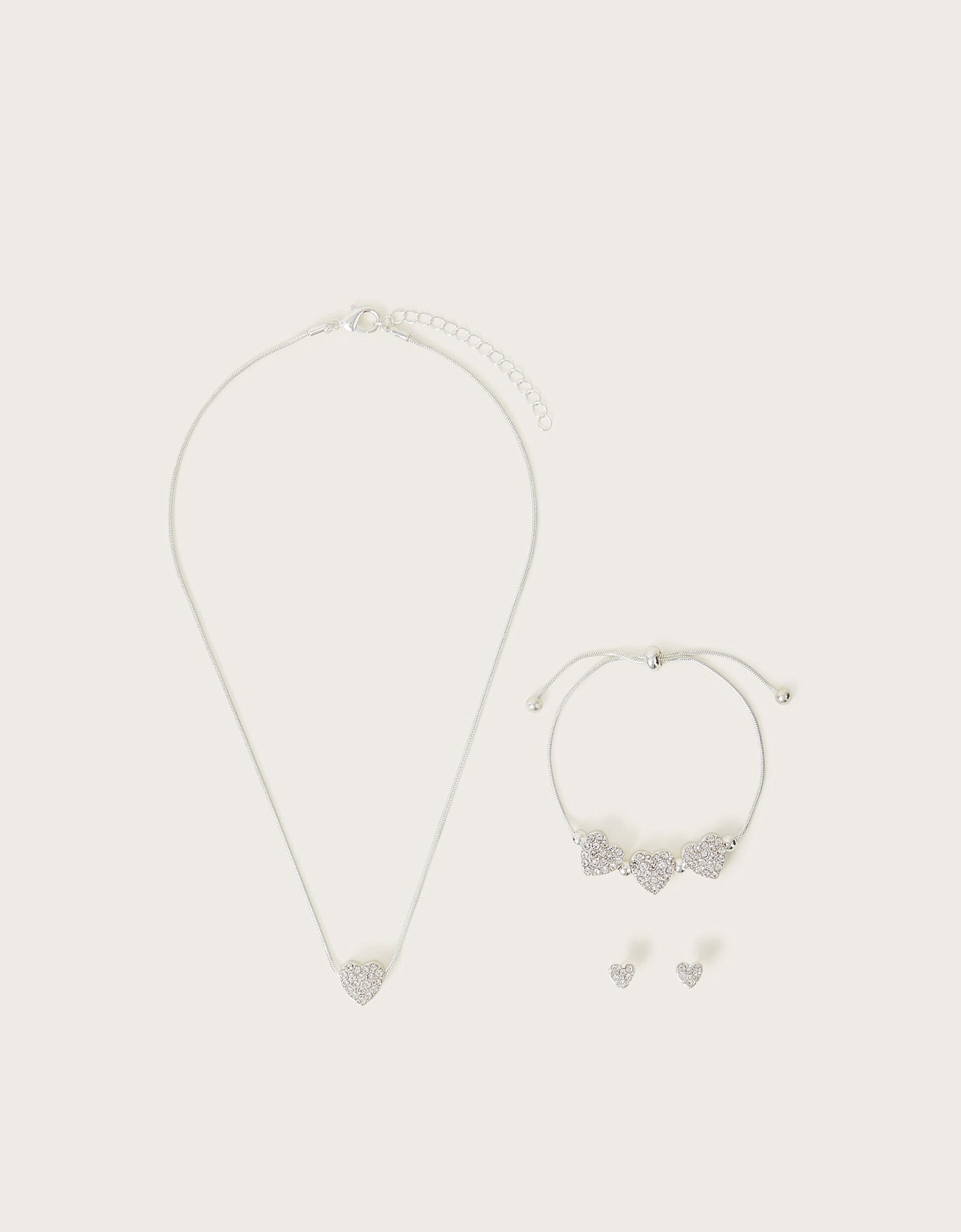 Monsoon Set nakita za devojčice Diamonte Heart, Srebrni