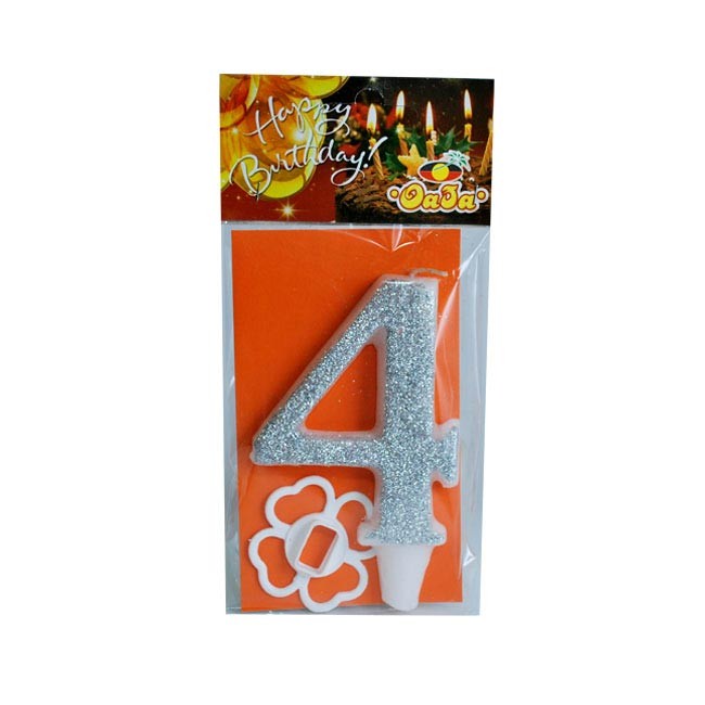 Oaza party Rođendanska svećica Mega broj 4, Srebrne boje