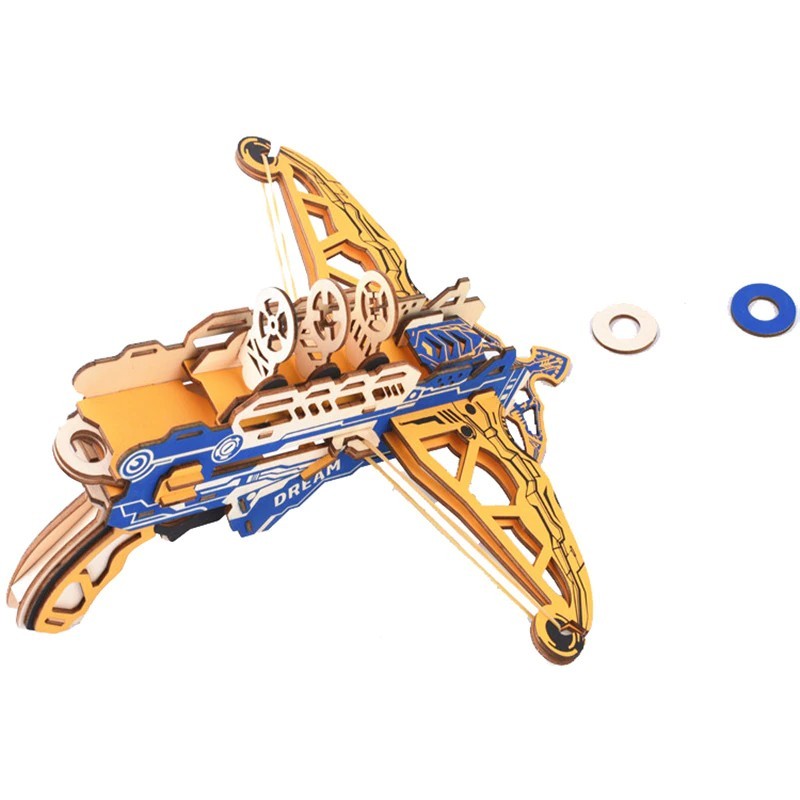 Slagalica Samstrelko, 3D, Drvena, Žuto-plava