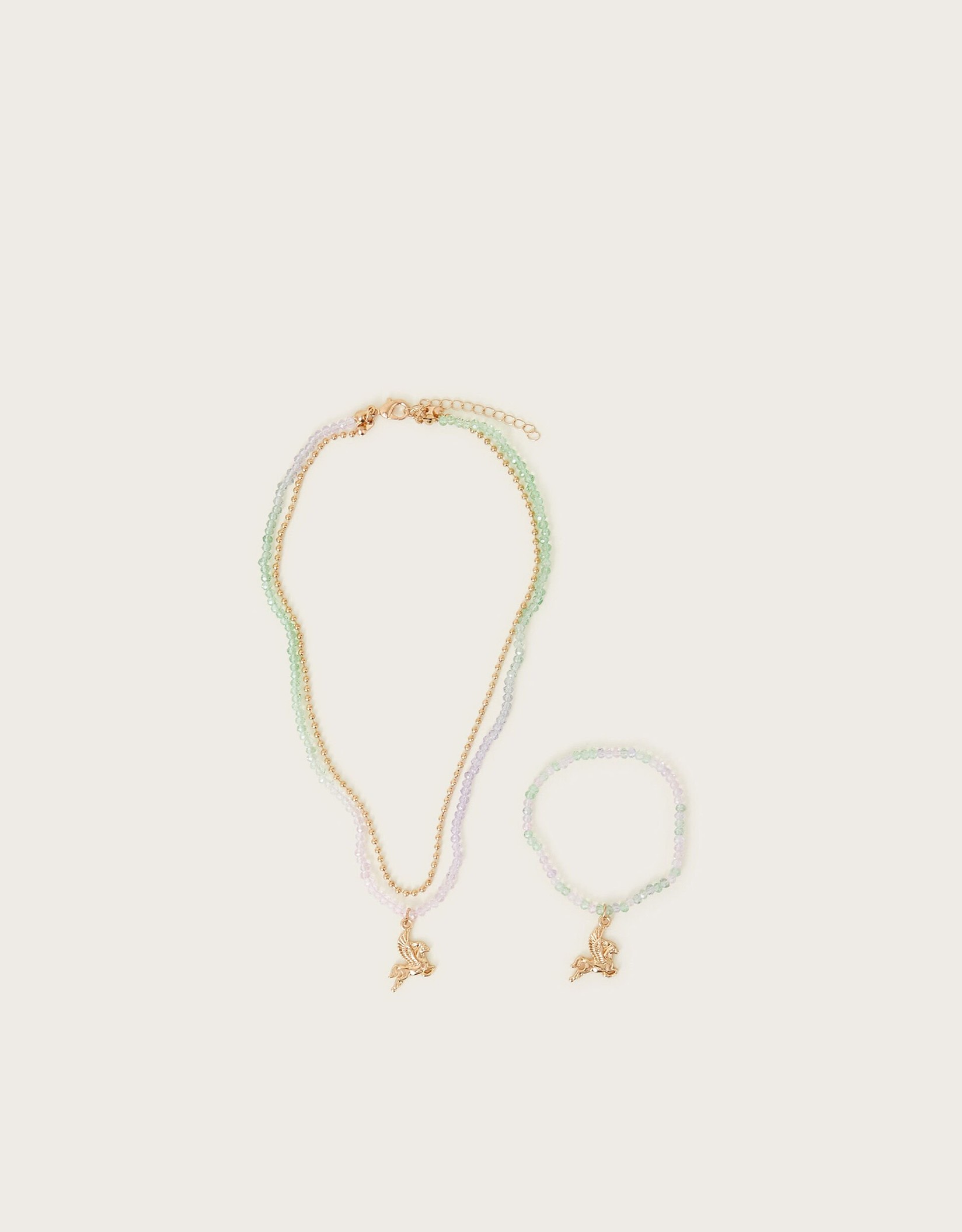 Monsoon Set nakita za devojčice ogrlica i narukvica Unicorn Ombre, Šareni