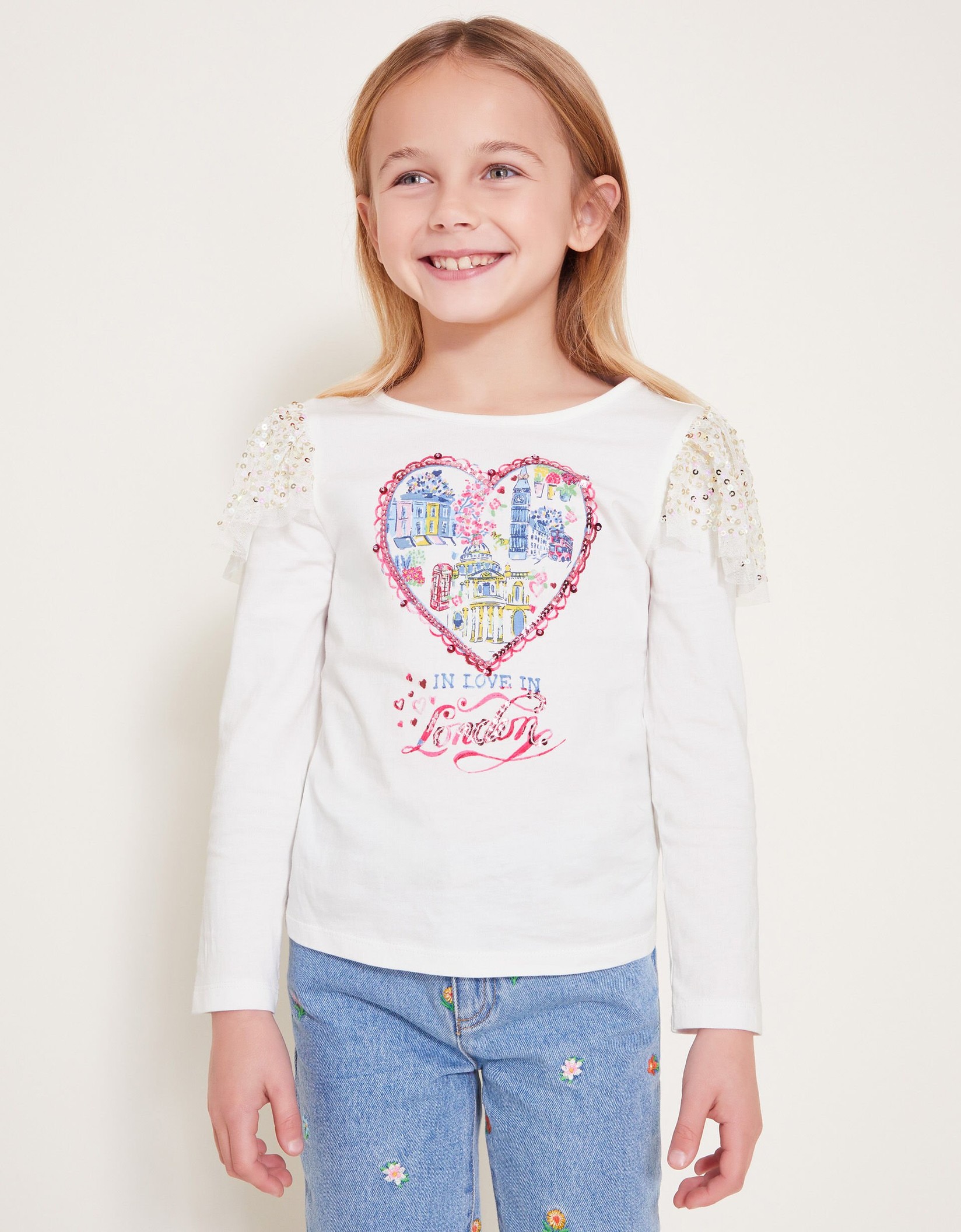 Monsoon Majica za devojčice Love London, Bela