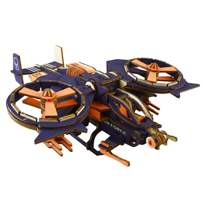 Slagalica Gunship letilica, 3D, Drvena, Plava