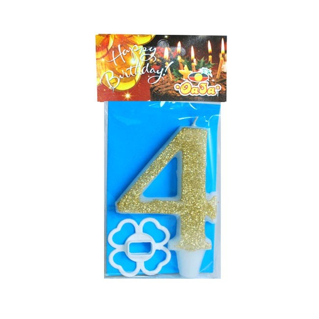 Oaza party Rođendanska svećica Mega broj 4, Zlatne boje