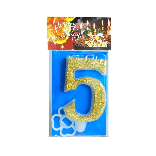 Oaza party Rođendanska svećica Mega broj 5, Zlatne boje