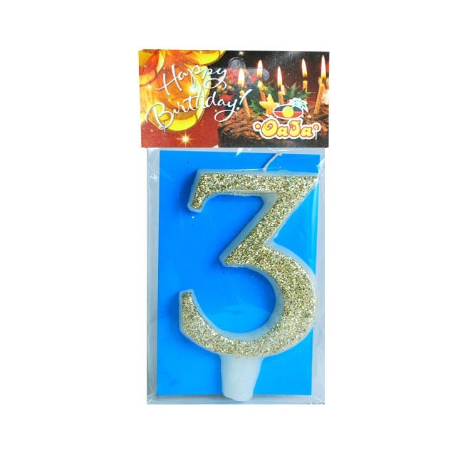 Oaza party Rođendanska svećica Mega broj 3, Zlatne boje