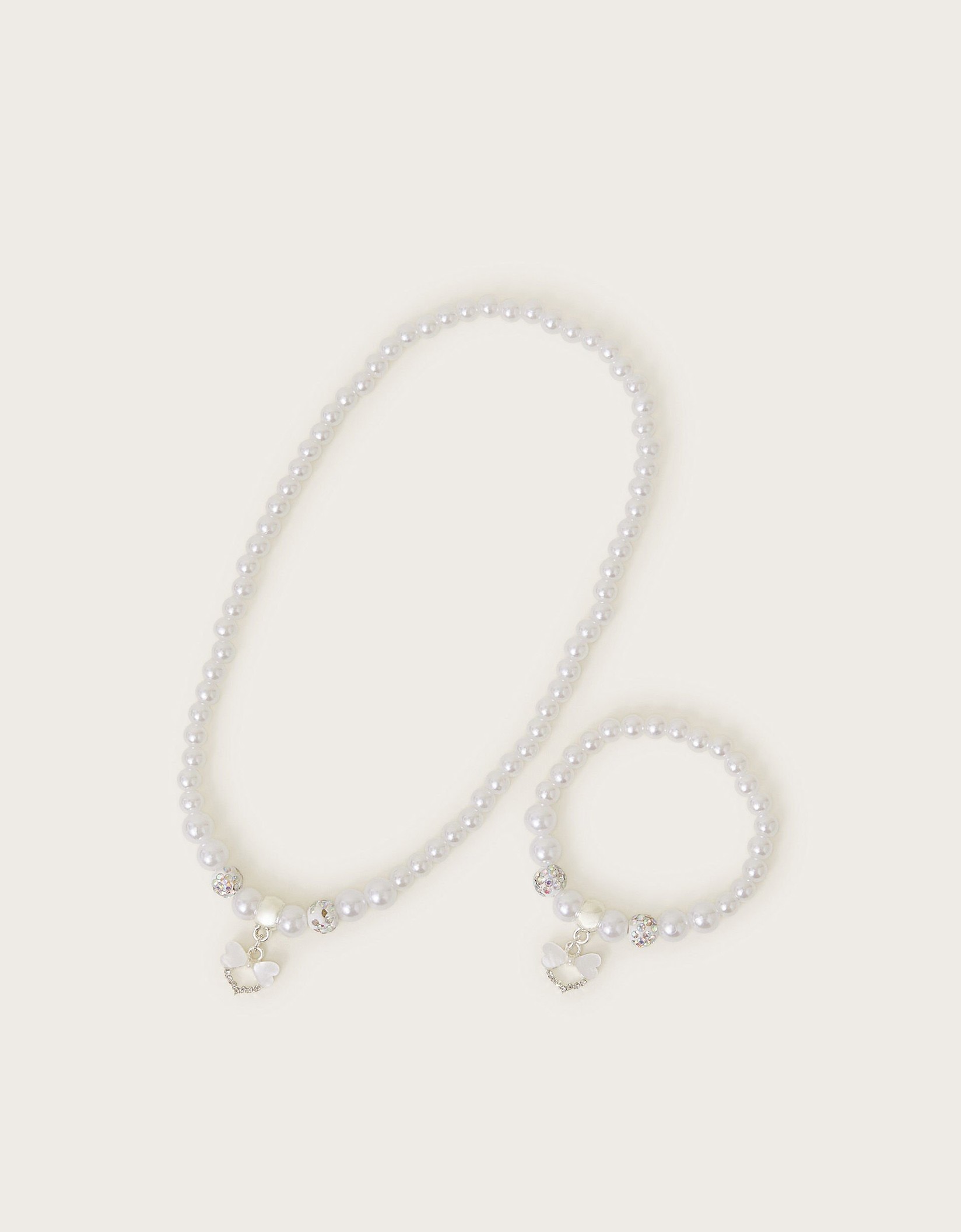 Monsoon Set nakita za devojčice ogrlica i narukvica, Beli