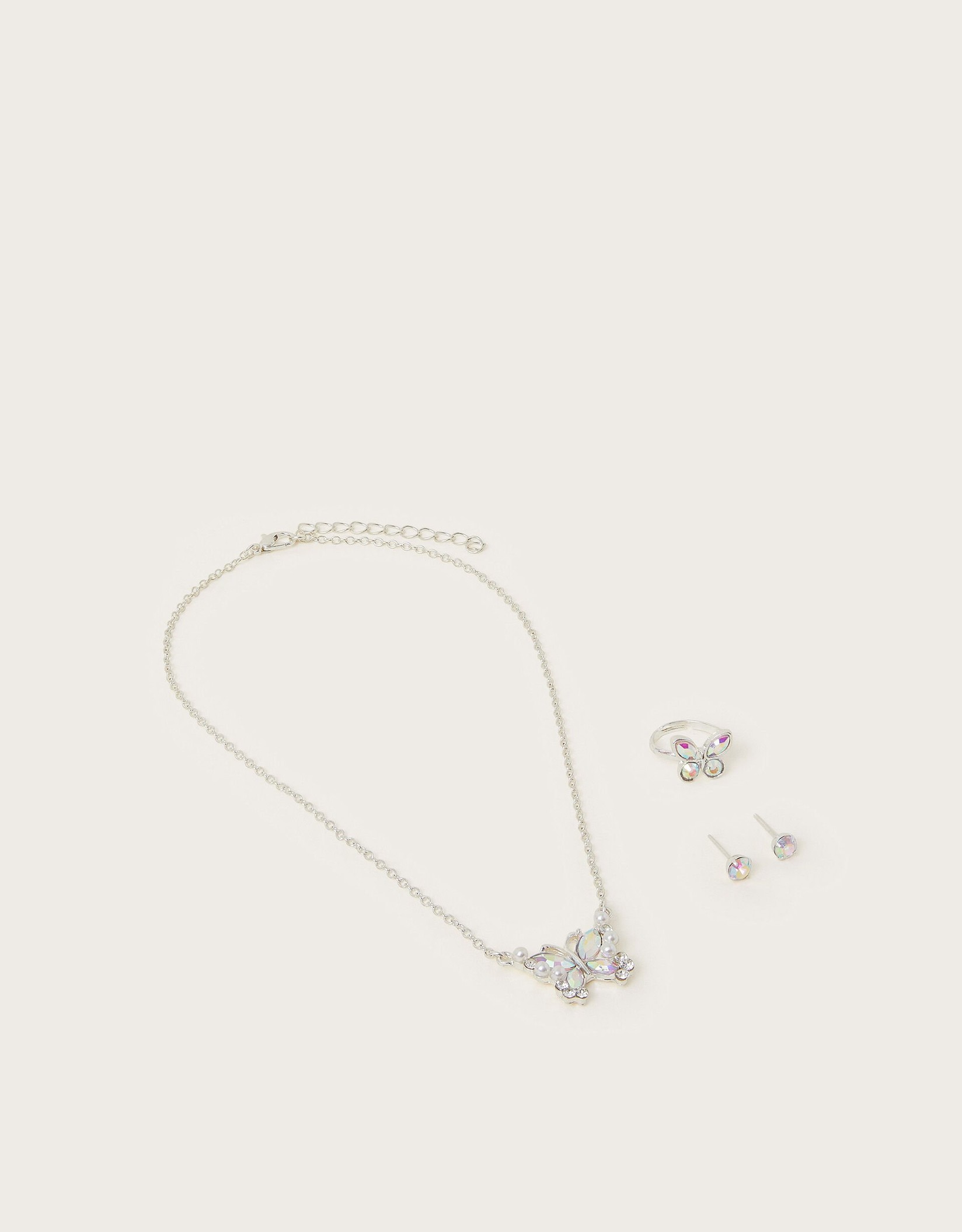 Monsoon Set nakita za devojčice Frosted Butterfly, 3 komada, Srebni