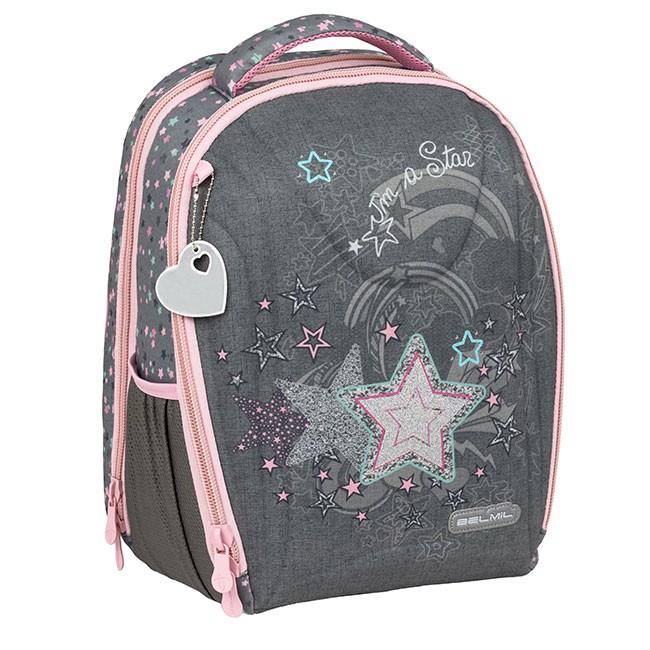 Belmil Školski ranac za devojčice Shine like a star 338-82, Sivo-roze