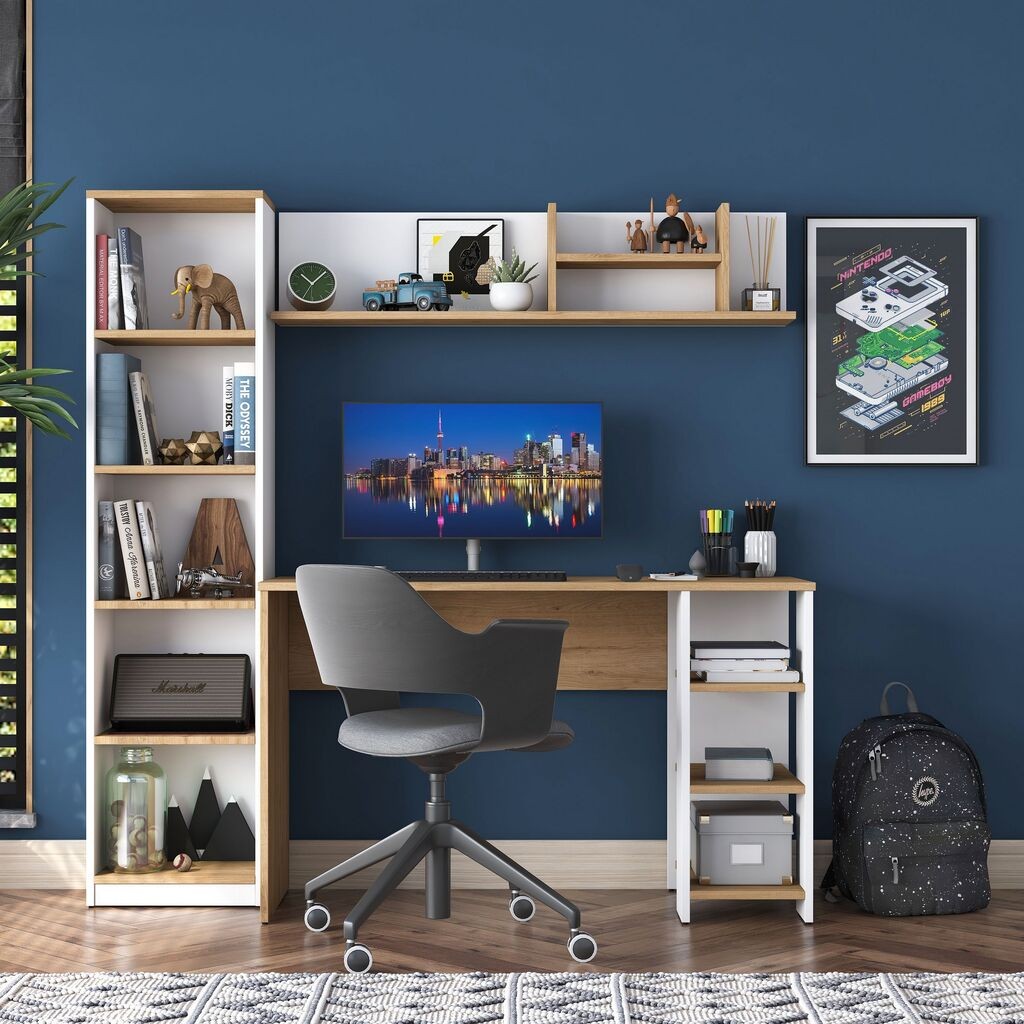 Hanah Home Radni sto HA125-3428, 160x161,8x45 cm, Orah-beli