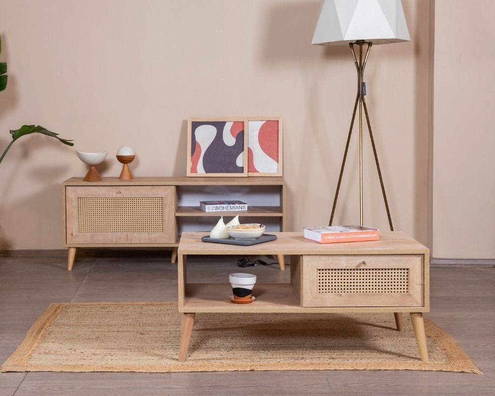 Hanah Home Klub sto Calvin, 55x100x45 cm, Bež