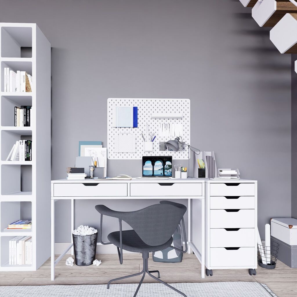 Hanah Home Radni sto Duru Set 1600-49, 120x77,4x55 cm, Beli