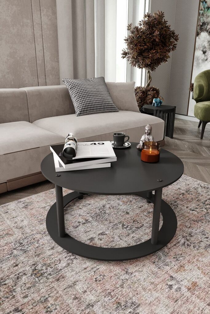 Hanah Home Klub sto Hole Round, 70x38x70 cm, Crni