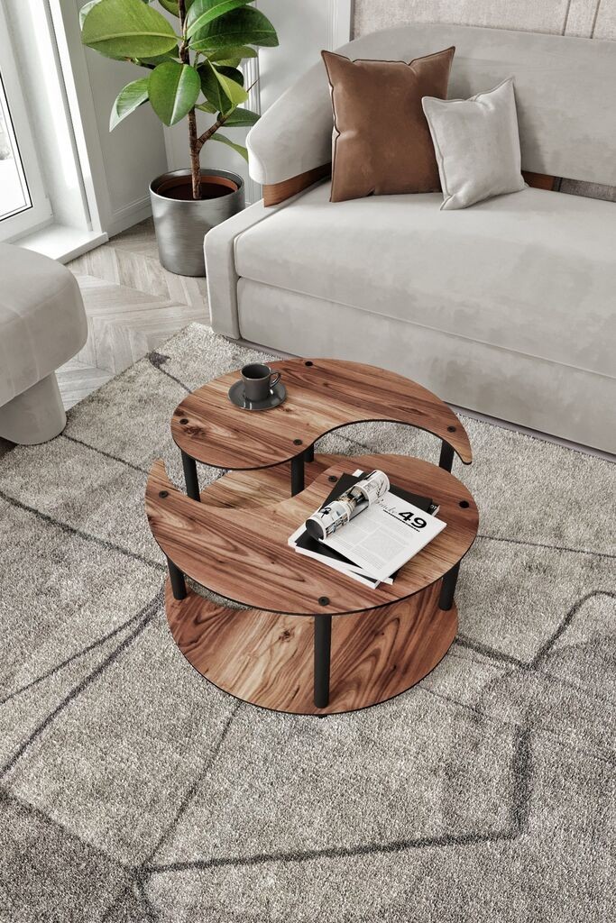 Hanah Home Set klub stolova Yin Yang 2, 3 komada, Braon