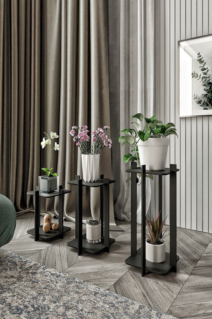 Hanah Home Set stalaka za cveće, 3 komada, Crni