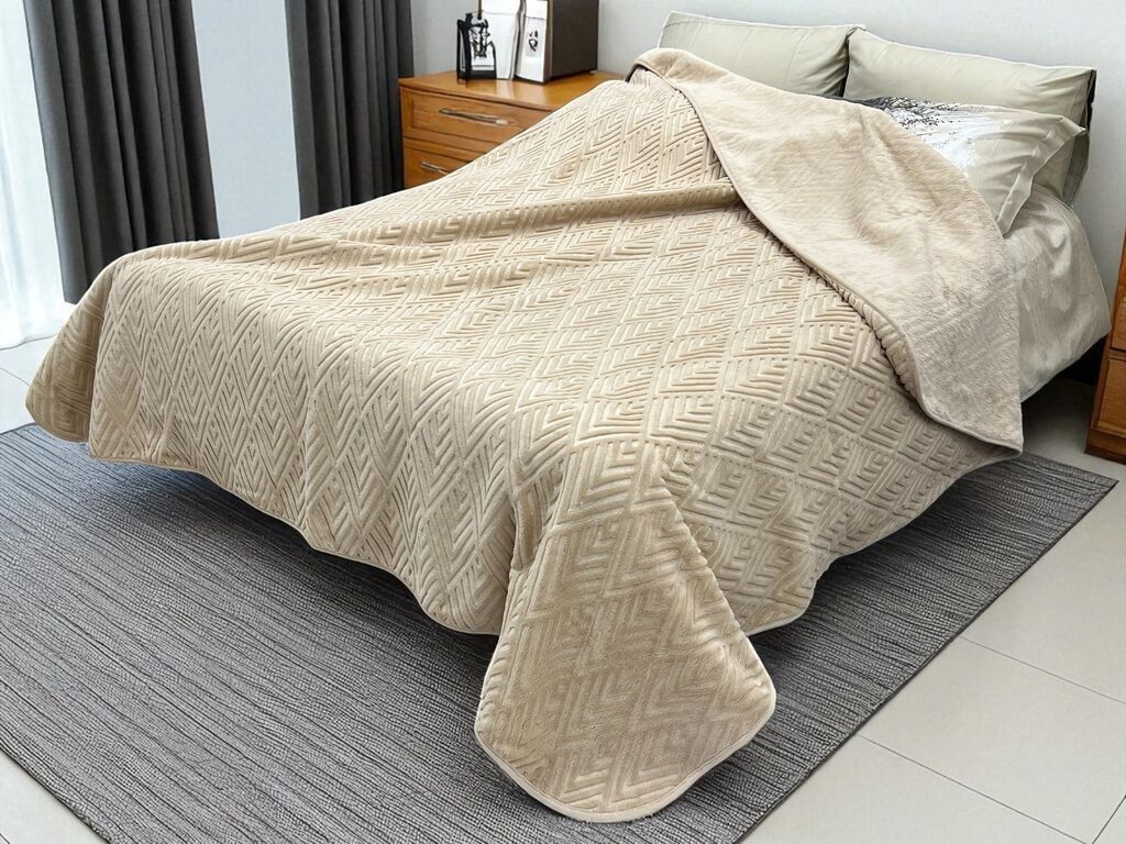 Viktorija Ćebe Merinos A9 Kocka, 220x240 cm, Krem